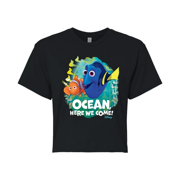 Disney Finding Dory - Ocean Here We Come - Juniors Cropped Cotton Blend T-Shirt