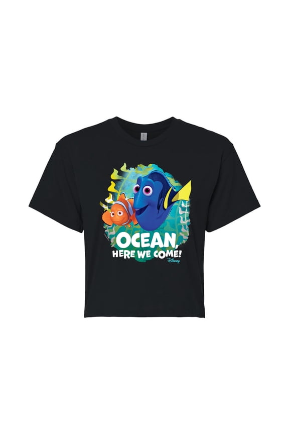 Finding Dory - Ocean Here We Come - Juniors Cropped Cotton Blend T-Shirt