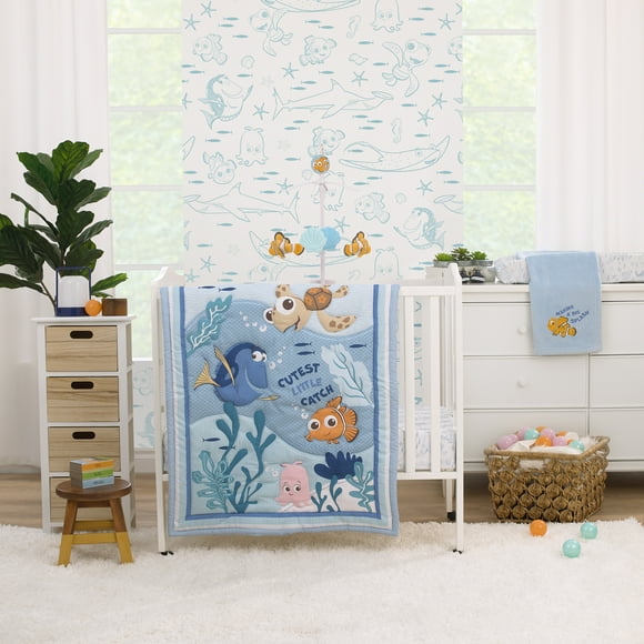 Disney Finding Nemo Cutest Little Catch 3 Piece Mini Crib Bedding Set