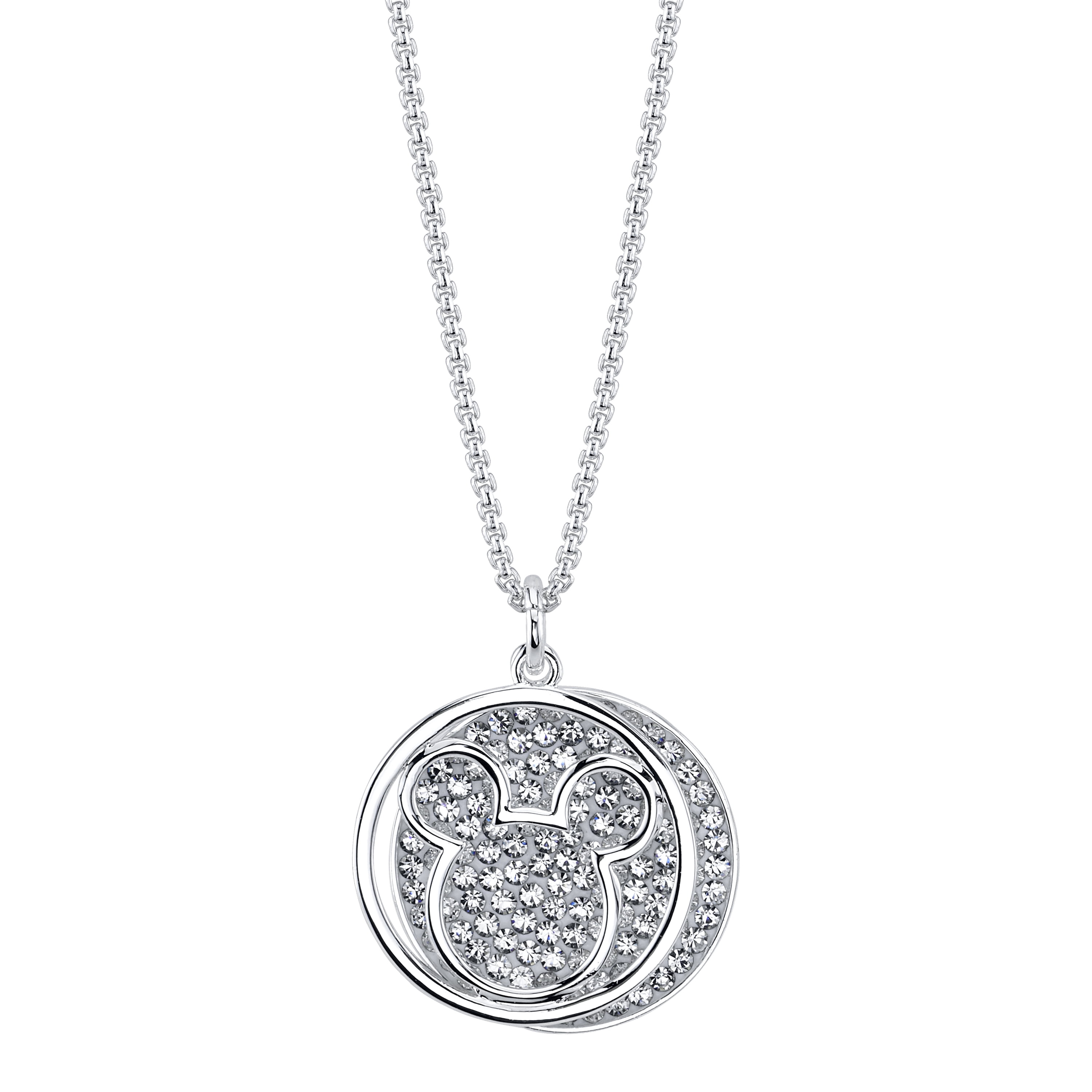 Disney Fine Silver Plated Pave Crystal Mickey Mouse "If You Can Dream