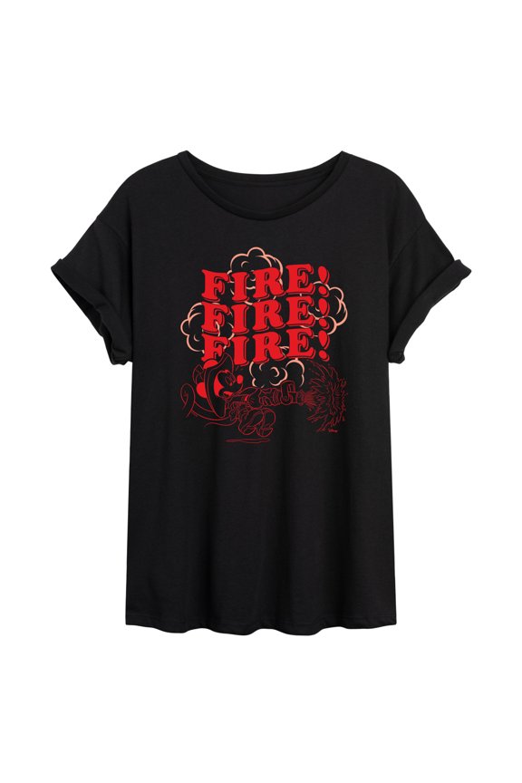 - Firefighter Mickey - FIRE! Stacked - Juniors Ideal Flowy Muscle T-Shirt