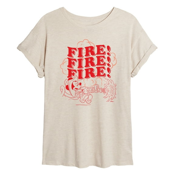 Disney - Firefighter Mickey - FIRE! Stacked - Juniors Ideal Flowy Muscle T-Shirt