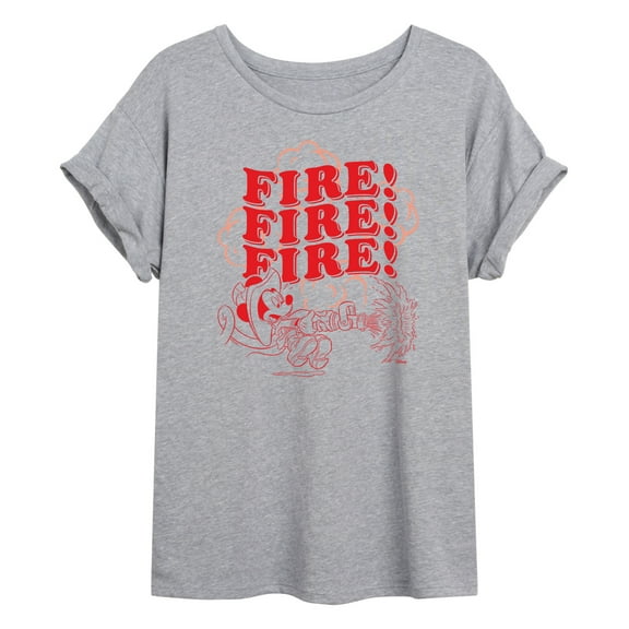 Disney - Firefighter Mickey - FIRE! Stacked - Juniors Ideal Flowy Muscle T-Shirt