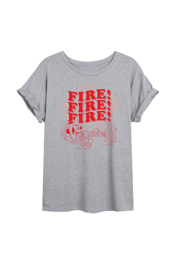 - Firefighter Mickey - FIRE! Stacked - Women's Oversized T-Shirt