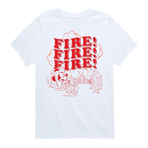 Disney - Firefighter Mickey - FIRE! Stacked - Toddler & Youth Short Sleeve Graphic T-Shirt