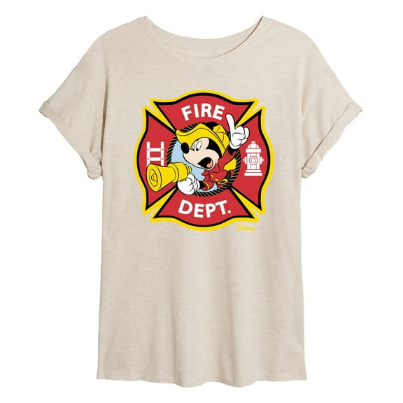 Disney - Firefighter Mickey - Fire Dept. Alarm - Women's Oversized T-Shirt