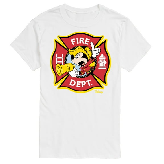 Disney - Firefighter Mickey - Fire Dept. Alarm - Men's Short Sleeve Graphic T-Shirt