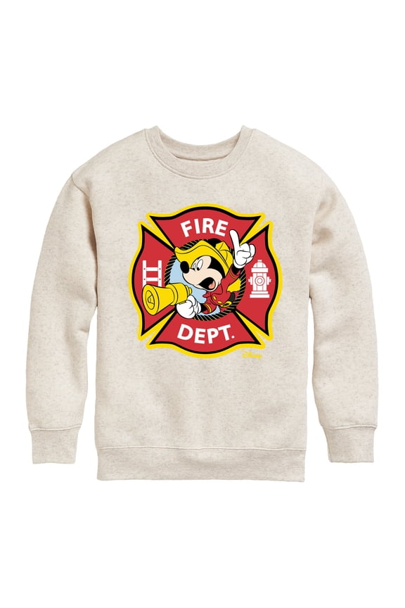 - Firefighter Mickey - Fire Dept. Alarm - Toddler & Youth Crewneck Fleece Sweatshirt