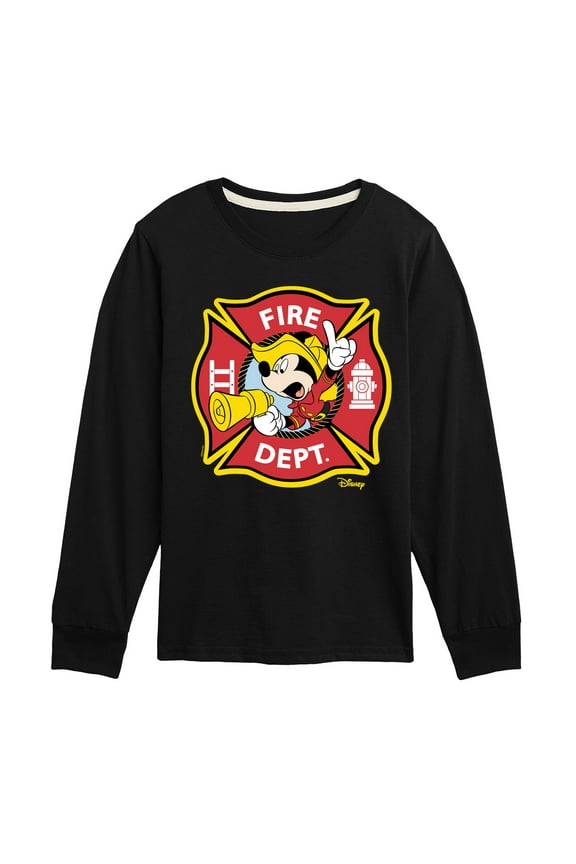 - Firefighter Mickey - Fire Dept. Alarm - Toddler & Youth Long Sleeve Graphic T-Shirt