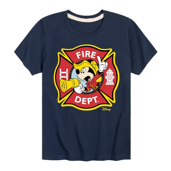 Disney - Firefighter Mickey - Fire Dept. Alarm - Toddler & Youth Short Sleeve Graphic T-Shirt