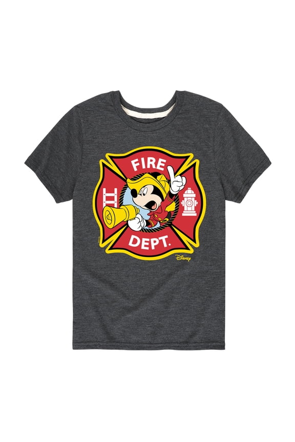 - Firefighter Mickey - Fire Dept. Alarm - Toddler & Youth Short Sleeve Graphic T-Shirt