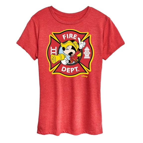 Disney - Firefighter Mickey - Fire Dept. Alarm - Women's Short Sleeve Graphic T-Shirt