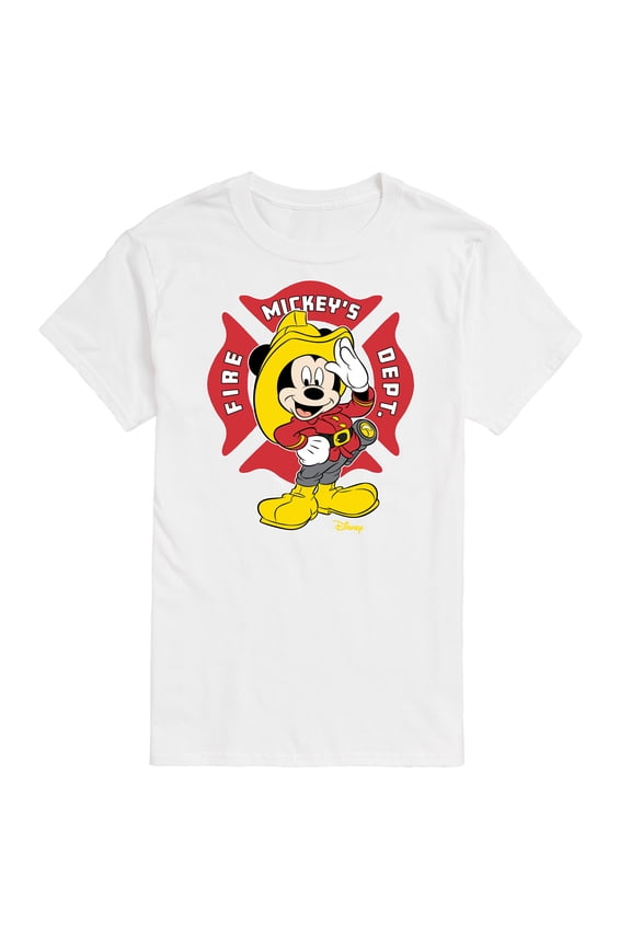 - Firefighter Mickey - Fire Dept. At Your Service - Men's Short Sleeve Graphic T-Shirt
