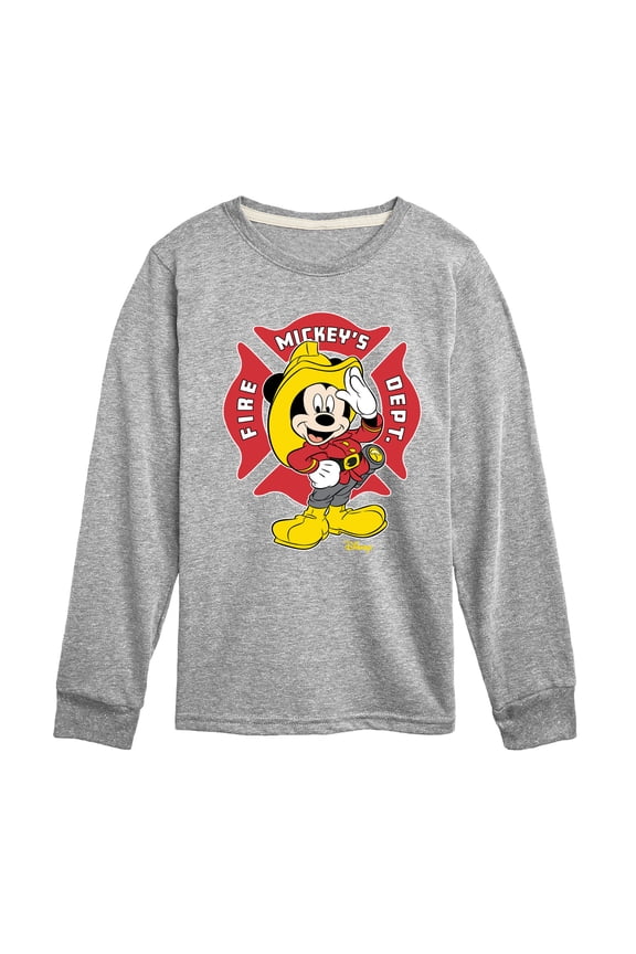 - Firefighter Mickey - Fire Dept. At Your Service - Toddler & Youth Long Sleeve T-Shirt