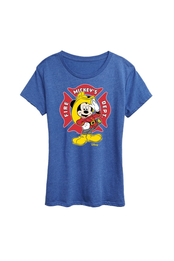 - Firefighter Mickey - Fire Dept. At Your Service - Women's Short Sleeve Graphic T-Shirt