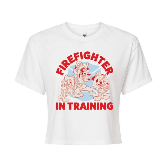 Disney - Firefighter Mickey & Friends - In Training - Juniors Cropped Cotton Blend T-Shirt