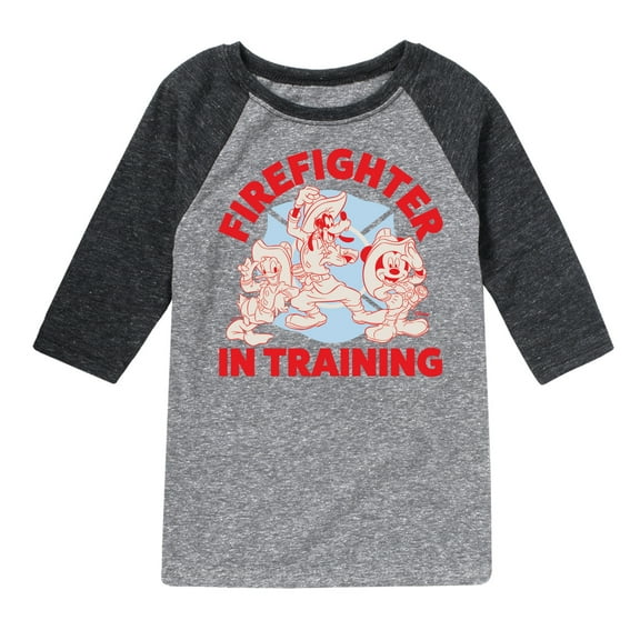 Disney - Firefighter Mickey & Friends - In Training - Toddler & Youth Raglan Graphic T-Shirt