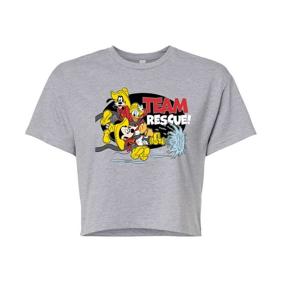 Disney - Firefighter Mickey & Friends - Team Rescue - Juniors Cropped Cotton Blend T-Shirt