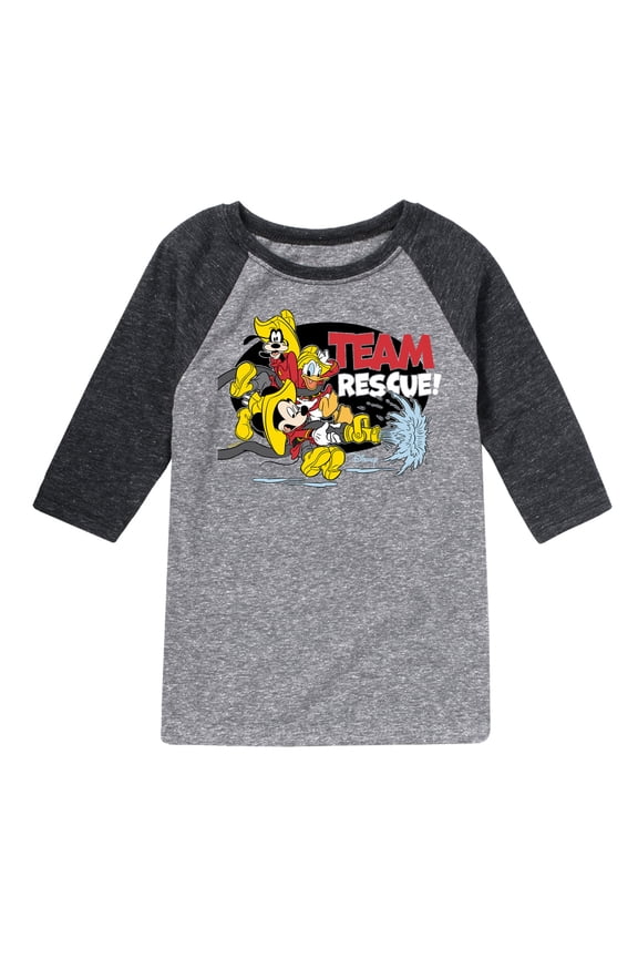 - Firefighter Mickey & Friends - Team Rescue - Toddler & Youth Raglan Graphic T-Shirt