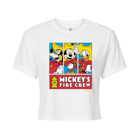 Disney - Firefighter Mickey & Friends - To The Rescue - Juniors Cropped Cotton Blend T-Shirt
