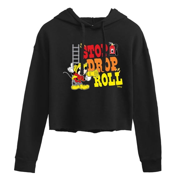 Disney - Firefighter Mickey - Stop, Drop, & Roll - Juniors Cropped Pullover Hoodie