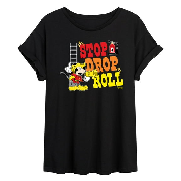 Disney - Firefighter Mickey - Stop, Drop, & Roll - Juniors Ideal Flowy Muscle T-Shirt