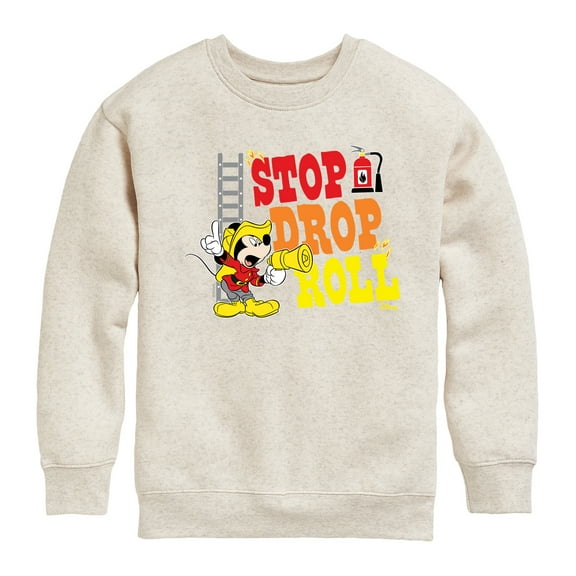 Disney - Firefighter Mickey - Stop, Drop, & Roll - Toddler & Youth Crewneck Fleece Sweatshirt