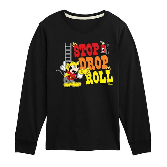 Disney - Firefighter Mickey - Stop, Drop, & Roll - Toddler & Youth Long Sleeve Graphic T-Shirt