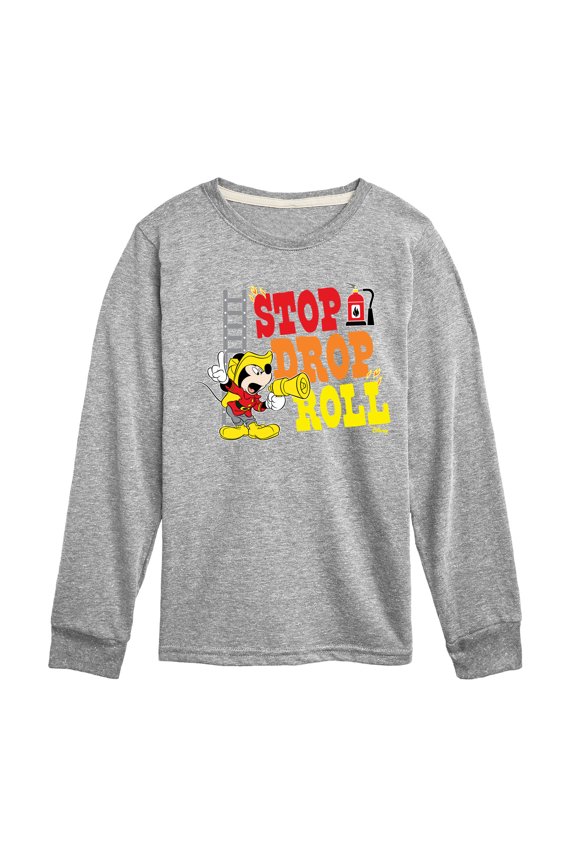- Firefighter Mickey - Stop, Drop, & Roll - Toddler & Youth Long Sleeve Graphic T-Shirt