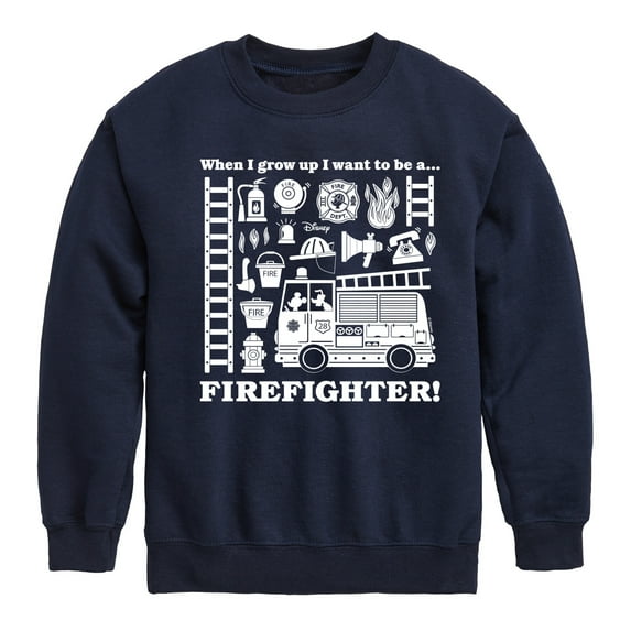 Disney - Firefighter - When I Grow Up I Want To Be A - Toddler & Youth Crewneck Fleece Sweatshirt
