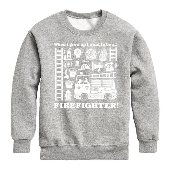 Disney - Firefighter - When I Grow Up I Want To Be A - Toddler & Youth Crewneck Fleece Sweatshirt