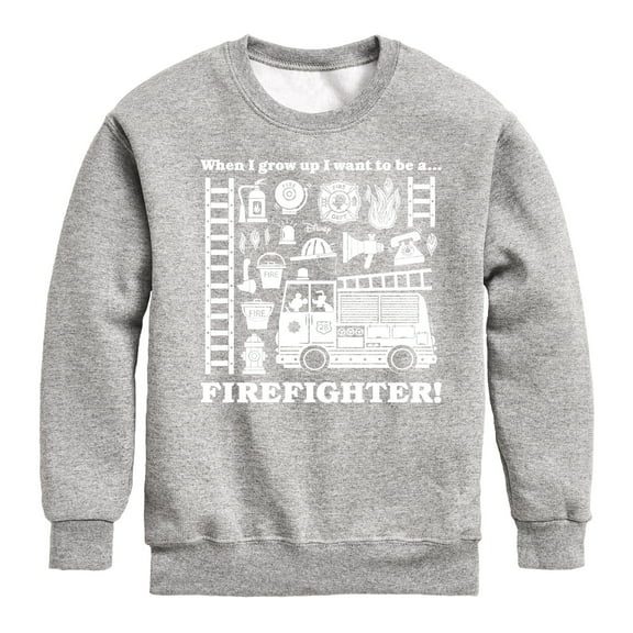 Disney - Firefighter - When I Grow Up I Want To Be A - Toddler & Youth Crewneck Fleece Sweatshirt