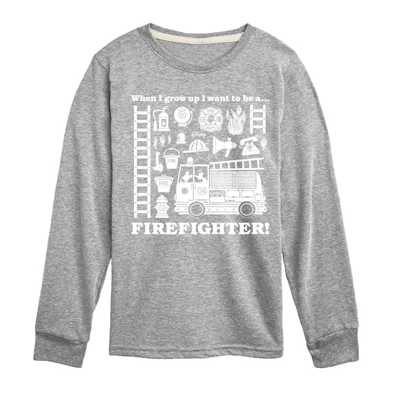 Disney - Firefighter - When I Grow Up I Want To Be A - Toddler & Youth Long Sleeve Graphic T-Shirt