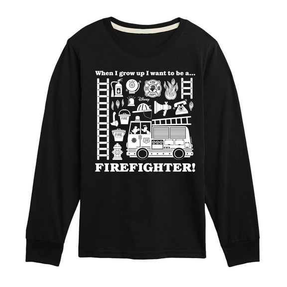 Disney - Firefighter - When I Grow Up I Want To Be A - Toddler & Youth Long Sleeve Graphic T-Shirt