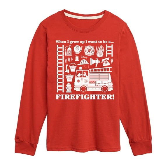 Disney - Firefighter - When I Grow Up I Want To Be A - Toddler & Youth Long Sleeve Graphic T-Shirt