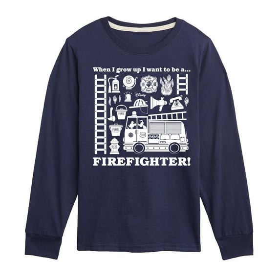 Disney - Firefighter - When I Grow Up I Want To Be A - Toddler & Youth Long Sleeve Graphic T-Shirt