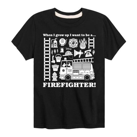 Disney - Firefighter - When I Grow Up I Want To Be A - Toddler & Youth Short Sleeve Graphic T-Shirt
