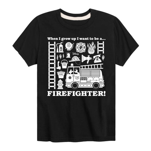 Disney - Firefighter - When I Grow Up I Want To Be A - Toddler & Youth Short Sleeve Graphic T-Shirt