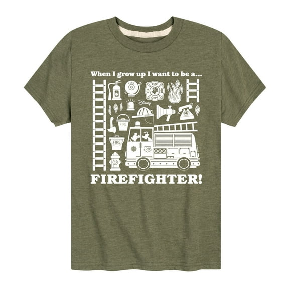 Disney - Firefighter - When I Grow Up I Want To Be A - Toddler & Youth Short Sleeve Graphic T-Shirt