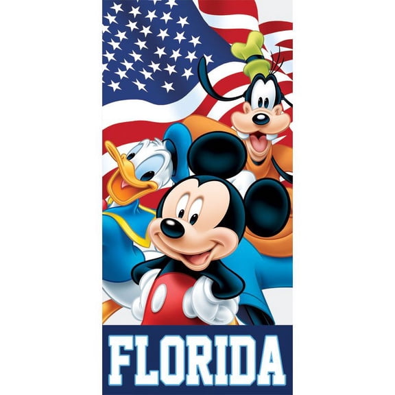 Disney Flag Mickey Goofy Donald Florida Beach Towel, 1 Each