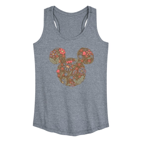 Disney - Floral Mickey Ears - Women's Racerback Graphic Tank