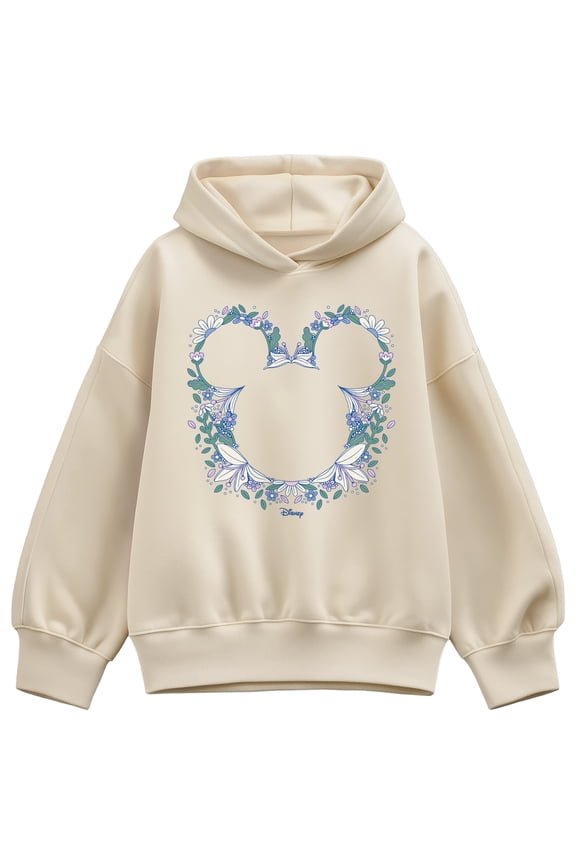 - Floral Mickey Head - Women's Oversized Fleece Hoodie Sweatshirt