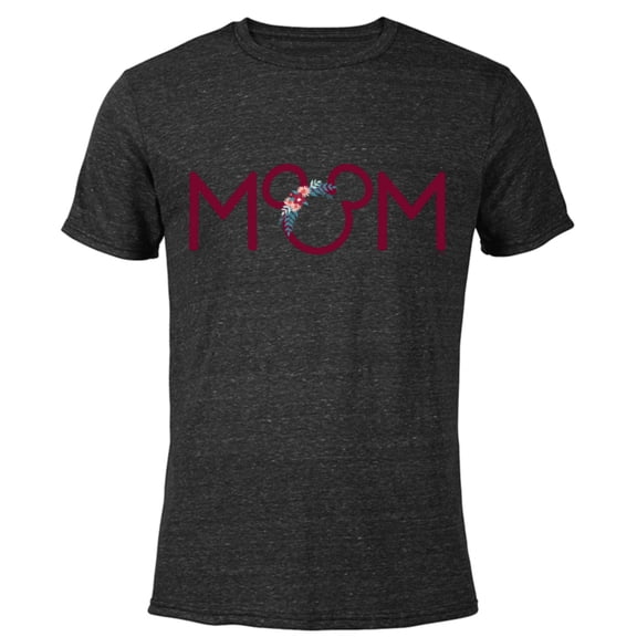 Disney Floral Mickey Mouse Mom - Short Sleeve Blended T-Shirt for Adults - Customized-Black