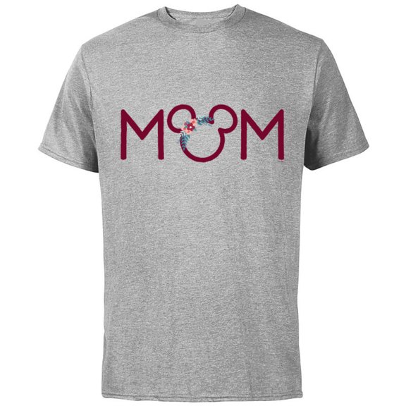 Disney Floral Mickey Mouse Mom - Short Sleeve Cotton T-Shirt for Adults - Customized-Athletic Heather
