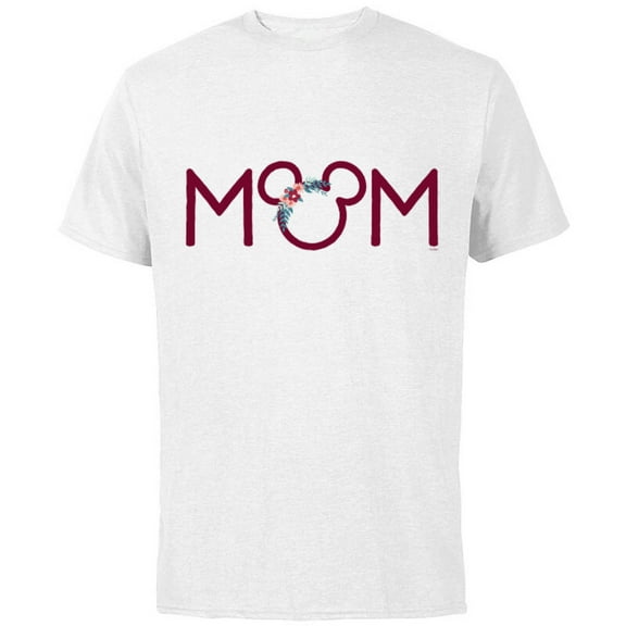 Disney Floral Mickey Mouse Mom - Short Sleeve Cotton T-Shirt for Adults - Customized-White