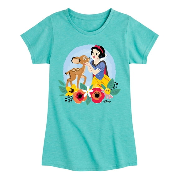 Disney - Floral Snow White Deer - Toddler & Youth Girls Short Sleeve Graphic T-Shirt