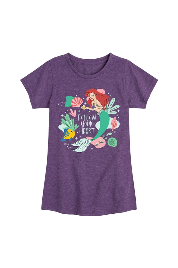 - Follow Your Heart Ariel - Girls Fitted Short Sleeve T-Shirt