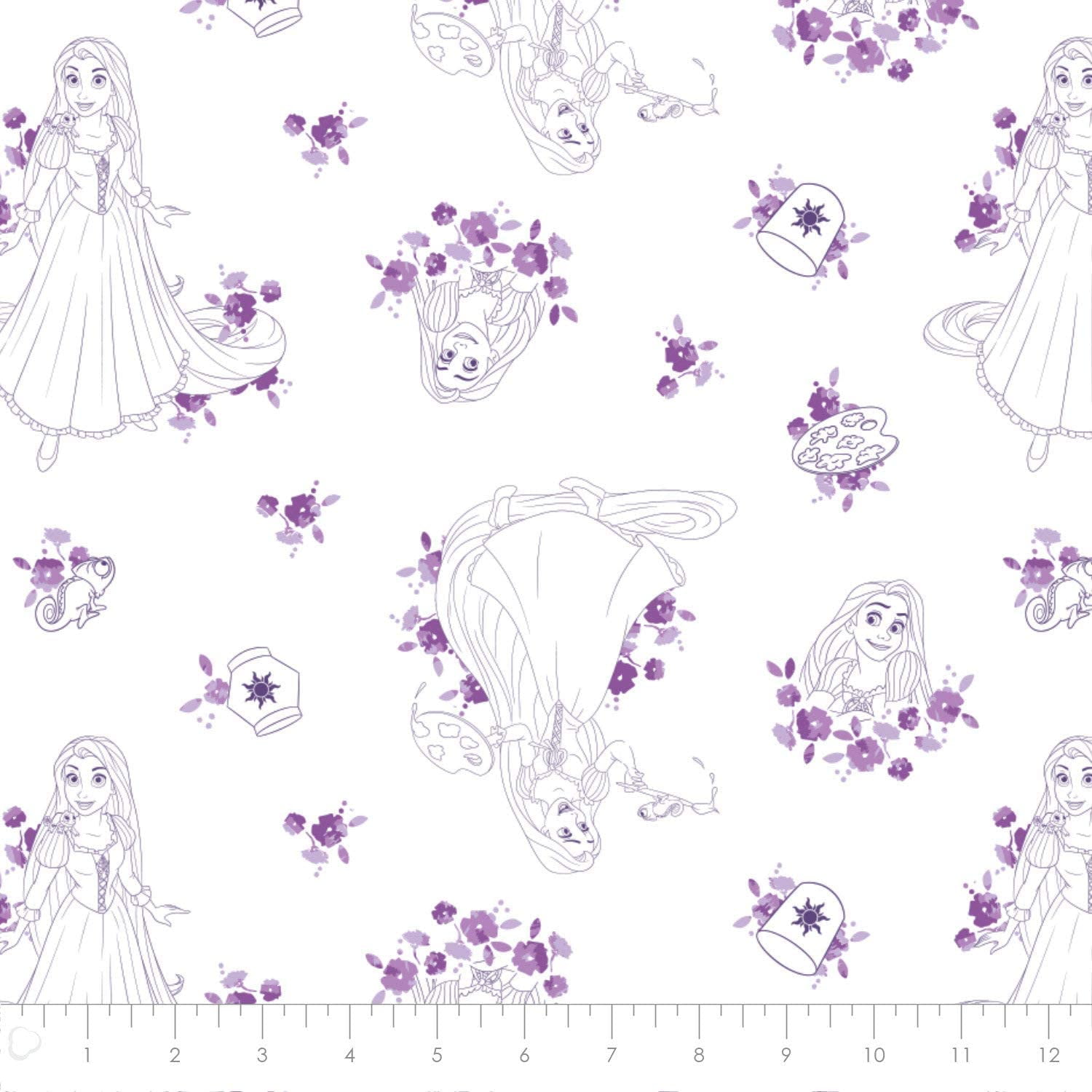 Disney Forever Princess Rapunzel Toile in Purple 100% Cotton Fabric by The Yard