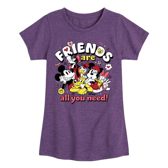 Disney - Friends Are All You Need - Toddler & Youth Girls Short Sleeve Graphic T-Shirt