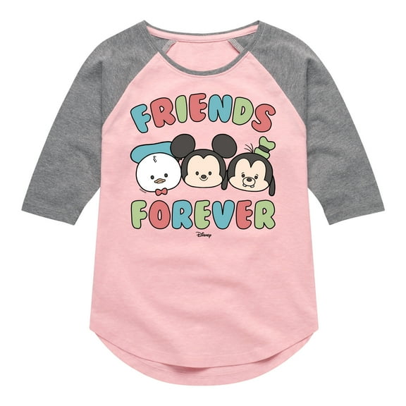 Disney - Friends Forever - Toddler & Youth Girls Raglan Graphic T-Shirt